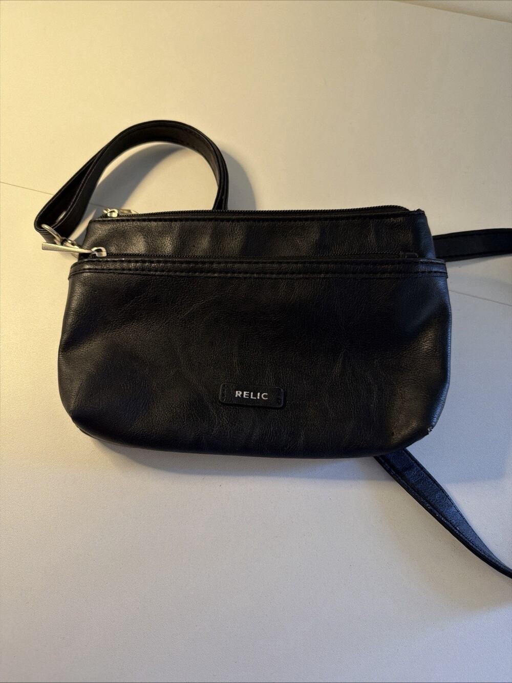 Vintage Relic By Fossil Black Evie Vegan Leather Crossbody Bag Wallet Pocket
